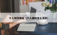 个人如何缴税（个人缴税怎么交的）