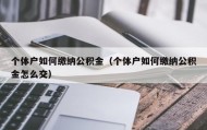 个体户如何缴纳公积金（个体户如何缴纳公积金怎么交）